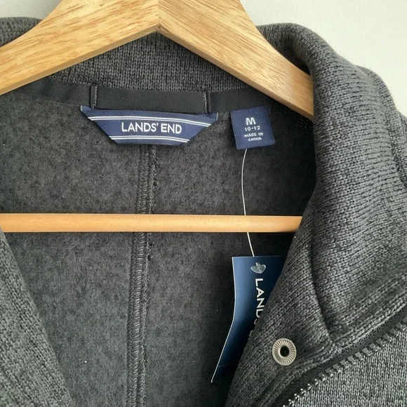 Lands' End Women's NWT Medium Charcoal Gray Fleece Zip Up Jacket - Picture 7 of 10